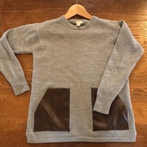 J CREW Leather Pocket Sweater